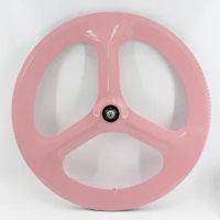 1Pcs pink color 700C Fixed Gear/ Road bike full carbon bicycle wheelsets 3 spokes and clincher rim integrated with hub