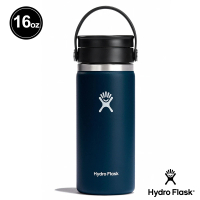 【Hydro Flask】16oz/473ml 寬口旋轉咖啡蓋保溫杯(靛藍色)(保溫瓶)