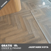 Lantai SPC Herringbone 6,5mm Balian Walnut - Lantai Indoor Motif Kayu Pola Herring Clicklock - Anti 