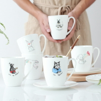 馬克杯創意家用杯子陶瓷杯帶碟子情侶水杯早餐牛奶咖啡杯可愛個性