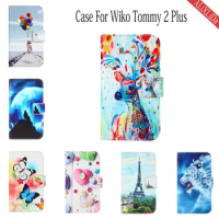 Case For Wiko Tommy 2 Plus Case Fashion Cartoon Pattern High Quality leather protective cover Mobile phone bag