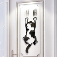 Cartoon Cat Claw Marks 3D Sticker Funny Animal Cat DIY Acrylic Wallpaper Bedroom Decor Lovely Mirror Surface Sticker Wall Decor
