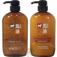 日本 KUM熊野油脂 馬油無矽靈洗髮精/潤髮乳600ml