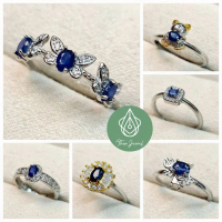THOX JEWEL BS1 - BLUE SAPPHIRE Natural Stone s925 Silver Plated Adjustable Ring