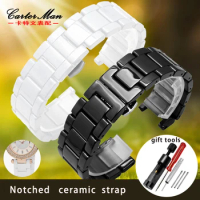 Notched ceramic wristband for MK watch guess GC Follie women's watchband accessories 16 18 20mm ceramic watch strap Butterfly