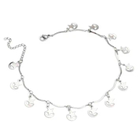 1 Piece Simple Heart Star Moon Anklet For Women Stainless Steel Twisted Rod Chain Anklet Silver Color Summer Beach Foot Jewelry