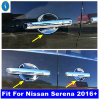 Shiny Car Door Handle Catch Pull Doorknob Bowl Decoration Cover Trim Fit For Nissan Serena 2016 - 2020 Exterior Kit Accessories