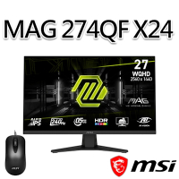 【滑鼠組】msi微星 MAG 274QF X24 27吋 電競螢幕 (27 /2560x1440/16:9/240Hz)