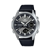 【CASIO 卡西歐】EDIFICE 十年電力 雙顯示系列/45mm/灰黑(EFV-C120L-8A)