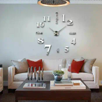3D Wall Clock Modern DIY Mirror Surface Sticker Horse Pattern Large Clocks