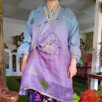 baju bodo gradasi motif matahari Sutra Wanita Dewasa Atasan Pesta