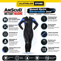 AmScuD Wetsuit Marine Reversible 3mm UNISEX / Wetsuit Diving PUNYA 2 WARNA Bolak Balik / Pakaian Sel