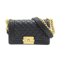【二手名牌BRAND OFF】CHANEL 香奈兒 黑色 菱格紋牛皮 Boy 20 肩背包 A67085