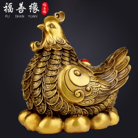 銅雞擺件純黃銅金錢母雞金雞下蛋生肖雞招財風水家居裝飾品工藝品
