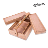 【Mont Marte 蒙瑪特】櫸木製三層顏料收納箱(繪畫工具箱/油畫箱)