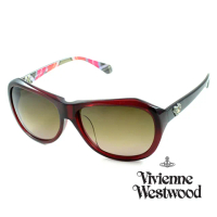 【Vivienne Westwood】英國精品時尚不規則系列造型太陽眼鏡(VW744-03-紅)