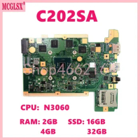 C202SA With N3060 CPU 2GB/4GB-RAM 16GB-SSD Mainboard For ASUS Chromebook C202SA C202S C202 Laptop Motherboard Fully Tested OK