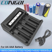 18650 Battery Charger USB Smart Charger for 18650 26650 21700 Lithium Battery NiMH NiCd AA AAA Battery Holder Case 18650 Charger