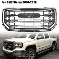 Front Upper Grill Bumper Mesh Hood Grills For GMC Sierra 1500 2016 2017 2018 2019 Car Chrome Racing Grille net Accessories