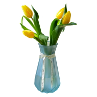 歐式玻璃花瓶彩色磨砂花瓶水培插花瓶辦公桌綠植客廳餐桌瓶ins風
