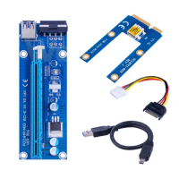 New Mini PCI Express PIC-E Riser Card 1x to 16x USB 3.0 Data Cable SATA to 4Pin IDE Power Supply for BTC Miner Machine Mining