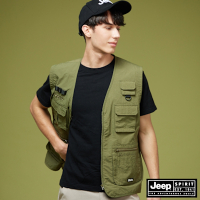 JEEP 男裝 率性機能網袋工裝背心-綠色