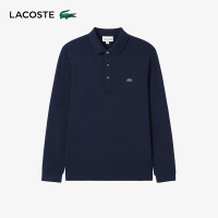 【LACOSTE】男裝-經典修身長袖Polo衫(深藍色)