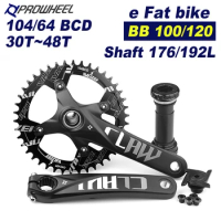 Prowheel Crankset Fatbike 170mm Integrated Crank 30 32 34 36 38 40 42 44 46 48T Crowns E Fat bike Sprocket 176/192mm Shaft BB