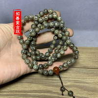 西藏三六九眼天珠綠龜紋老瑪瑙藏式圓珠手鏈手串項鏈飾品招財福祿