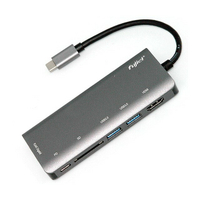 Fujiei USB 3.1 Type C 6合1轉換器 傳輸/供電/網卡/讀卡/影音一次OK 多功能HUB讀卡機