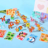 Mainan Edukasi Anak Puzzle 3D DIY Motif Hewan Serangga Dinosaurus Kendaraan Hewan huruf