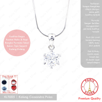 Kalung Liontin Perak Asli 925 Wanita Solitaire Permata Silver Lapis Emas Putih