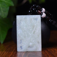New exquisite Hetian Jade Double-sided Carved Yibo Yuntian Guan Gong Pendant Jewelry 1798#