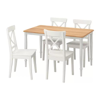 DANDERYD/INGOLF 餐桌附4張餐椅, 實木貼皮, 橡木 白色/白色