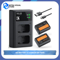 K&F Concept NP-FW50 Battery and Dual Battery Charger for Sony ZV-E10 Batteries Compatible with Sony 