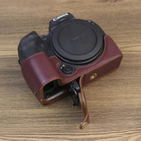genuine real Leather Case Camera bag For Canon EOS R10 Half Body Base Cover with Bottom Port