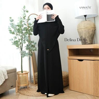 Uwais - Delina Gamis Terbaru Abaya Knit Premium Dress Busui Umroh Lebaran Haji Daily XS BLACK FOREST