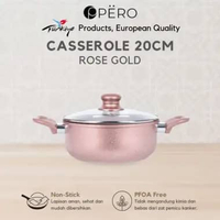 Pero Berlin Casserole 20cm with Glass Lid / Panci Biogranite Anti Lengket dengan Tutup Kaca / Cookwa