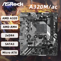 ASRock A320M/AC Micro-ATX DDR4 AMD A320 Used Motherboard Supports for Ryzen 5950X 5900 5900X 5800X3D 5800X 5800 5700X 5600X 5600