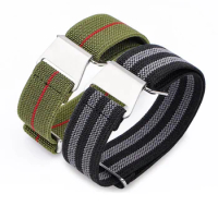 For Tudor Parachute Elastic Nylon Woven High Density Knitting Watchbands Men's Black White 18/20/22/24mm Replace Watch Strap