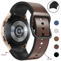 Silicone+leather Watch Strap for Samsung Watch 4 5 6 40mm 44mm Bracelet for Samsung Galaxy Watch 5 Pro Classic 42 46 43 47