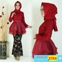 Baju ORGANZA DUYUNG MARON SL Wanita Brukat Maroon Kekinian@@ Muslim Batik Gamis Casual