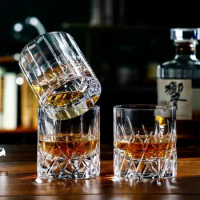 Hand Carving Crystal Old Fashion Whiskey Glasses Classic Engrave Highball Whisky Rock Glass Cognac Brandy Tumbler XO Liquor Cup