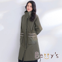 【betty’s 貝蒂思】長版鋪棉LOGO立領大衣(軍綠)