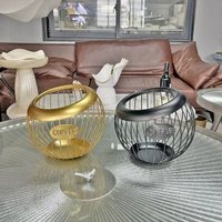 歐式簡約鐵藝收納筐咖啡膠囊大容量整理架糖果咖啡店鏤空展示架