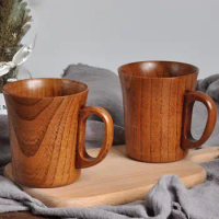 280ml Coffee Mug Large Capacity Japanese Style Tea Cup Drinkware Natural Jujube Wood Tea Beer Milk Mug With Handle