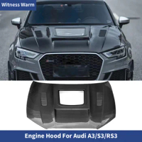 Transparent Style Carbon Fiber Engine Cover Bonnet Hood For Audi A3 S3 RS3 Tuning 2013-2019