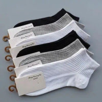 5 Pairs 1 Lot Men Women Socks Unisex Ankle Socks 100 cotton 1 Pack Set Solid Color Short Cotton Low Cut Sock White Black