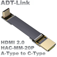 ADT-Link Mini-HDMI 2.0 Shielded FPC Flat Extension Cable Type A to C 4K 60Hz FPV Aerial Photography Gopro Camera Standard