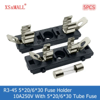 LOD TTDXS 540 — 5 pcs R3 45 fuse holders, 5×20 mm / 6×30 mm, panel mounting, high-temperature resist